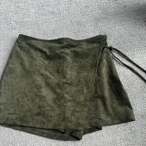 Francesca's Olive Wrap Skirt suede